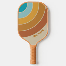 Vintage Woestijn Regenboog Cirkel Streep met Naam Pickleball Paddle