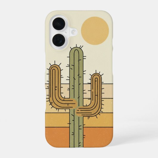 Vintage Woestijncactus iPhone 16 Hoesje (Achterkant)