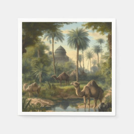 Vintage Woestijnoase Dromedaris Kunst Servet