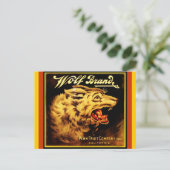 Vintage Wolf Brand Cali citruscraat Briefkaarten (Staand voorkant)