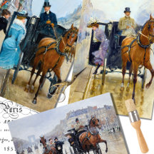 Vintage Woman Paris Horse Equestrian Decoupage