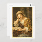Vintage Woman Reading Briefkaart (Voorkant / Achterkant)