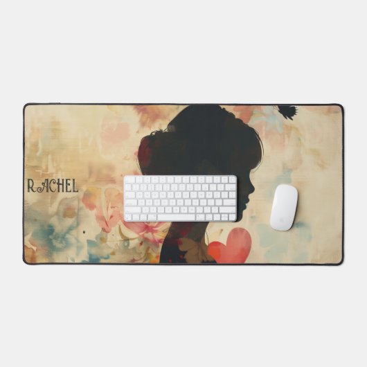 Vintage Woman Silhouette with Hearts Bureaumat (Keyboard & Muis)