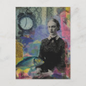 Vintage Woman With Fish Mixed Media Collage Briefkaart (Voorkant)