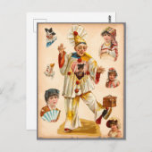Vintage Women & Circus Clowns Ephemera Collage Briefkaart (Voorkant / Achterkant)