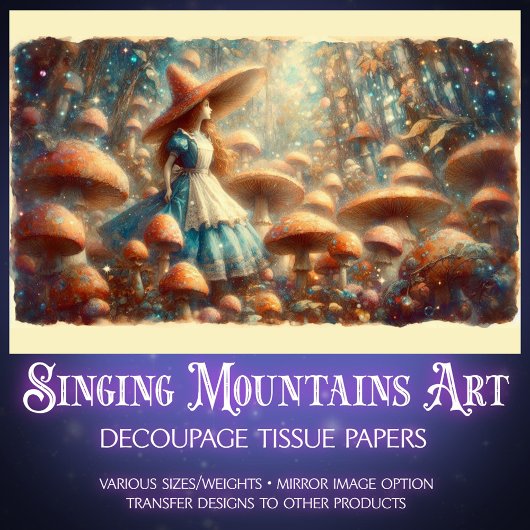Vintage Wonderland Mushrooms Decoupage Tissuepapier