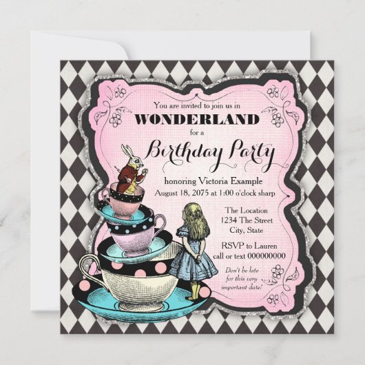 Vintage Wonderland Verjaardagsfeestje Kaart (Voorkant)