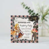 Vintage Wonderland Verjaardagsfeestje Kaart (Staand voorkant)
