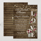 Vintage Wood Bourgogne Floral Ladder Vrijgezellenf Kaart (Voorkant / Achterkant)