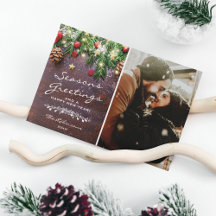 Vintage Wood Seasons Greetings Foto