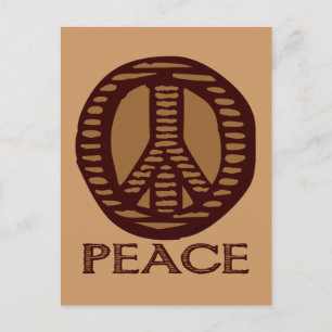 Vintage Woodcut Peace Sign Briefkaart