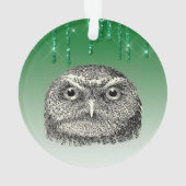 Vintage Woodford Owl Green Glittery Ornament (achterkant)