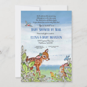Vintage Woodland Animal Fawn Baby shower per post Kaart