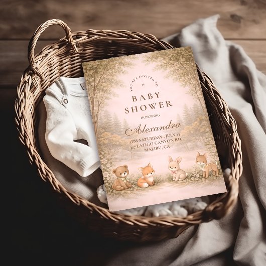 Vintage Woodland Forest Animals Baby Shower Kaart