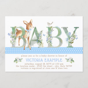 Vintage Woodland Herten Baby Shower Uitnodigingen