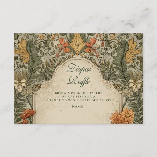 Vintage Woodland Mushroom Diapper Raffle  Informatiekaartje (Voorkant)