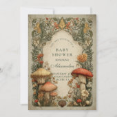 Vintage Woodland Mushroom Floral Baby Shower Kaart (Voorkant)