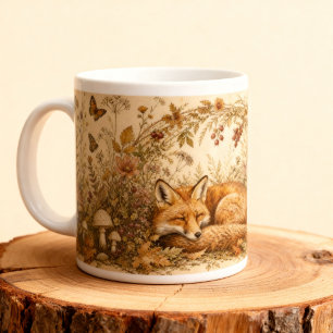 Vintage Woodland Slaapvos Cottagecore Dier Grote Koffiekop