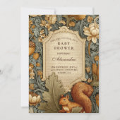 Vintage Woodland Squirrel Floral Baby Shower Kaart (Voorkant)