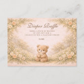 Vintage Woodland Teddy Diapper Raffle  Informatiekaartje (Voorkant)