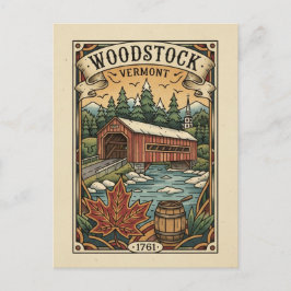 Vintage Woodstock Vermont Travel Briefkaart
