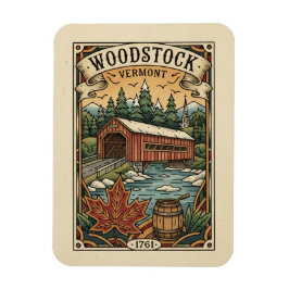 Vintage Woodstock Vermont Travel Magneet