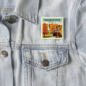 Vintage Woodstock Vermont Vierkante Button 5,1 Cm (In situ)