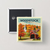Vintage Woodstock Vermont Vierkante Button 5,1 Cm (Voorkant /achterkant)