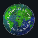 Vintage world map planet earth globe custom dartbord<br><div class="desc">Vintage world map planet earth globe custom dartboard game. Cool wall decoration for mancave, bedroom, dorm room, bar, pub, club etc. Add your own name or inspirational quote like; Adventure Awaits and Explore the world. Fun gift ideas for Birthday or Christmas. Create dart boards for travel enthusiasts, explorers, travellers, environment,...</div>