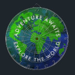 Vintage world map planet earth globe custom dartbord<br><div class="desc">Vintage world map planet earth globe custom dartboard game. Cool wall decoration for mancave, bedroom, dorm room, bar, pub, club etc. Add your own name or inspirational quote like; Adventure Awaits and Explore the world. Fun gift ideas for Birthday or Christmas. Create dart boards for travel enthusiasts, explorers, travellers, environment,...</div>