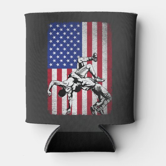 Vintage worstelen Fans American Flag Wrestle Blikjeskoeler (Voorkant)