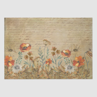 Vintage Writing and Flowers Shabby Chic Decoupage Tissuepapier