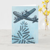 Vintage WWWII B-29 Bomber, Wenskaart Luchtmacht Kaart (Gele Bloem)