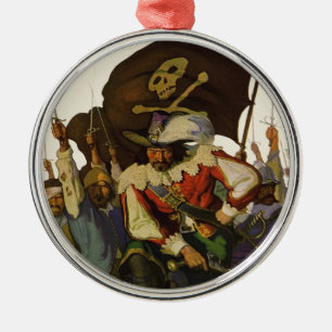 Vintage Wyeth-illustratie van het piratenleven Metalen Ornament