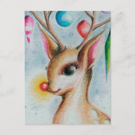 vintage Xmas Bambi Feestdagenkaart (Voorkant)