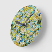 Vintage yellow floral pattern ronde klok (Hoek)