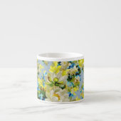 Vintage Yellow Flowers Floral Pattern Espresso Kop (Voorkant)