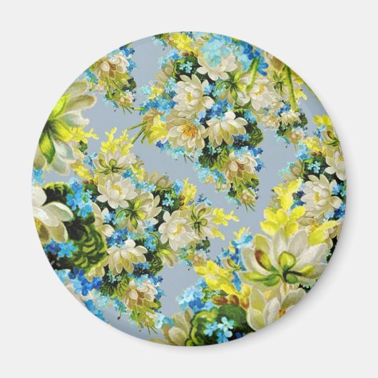 Vintage Yellow Flowers Floral Pattern Magneet (Voorkant)