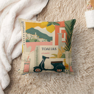 Vintage Yellow Mediterranean Lemons Italian Coast  Kussen