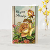 Vintage Yellow Roses Birthday Kaart (Gele Bloem)
