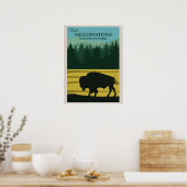 Vintage Yellowstone National Park Bizon Buffalo Poster (Keuken)