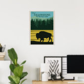 Vintage Yellowstone National Park Bizon Buffalo Poster (Thuiskantoor)