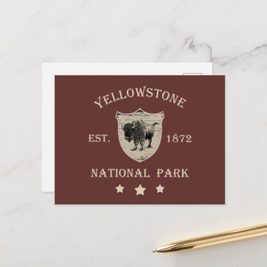 Vintage Yellowstone National Park Feestdagenkaart (Voorkant / Achterkant in situ)