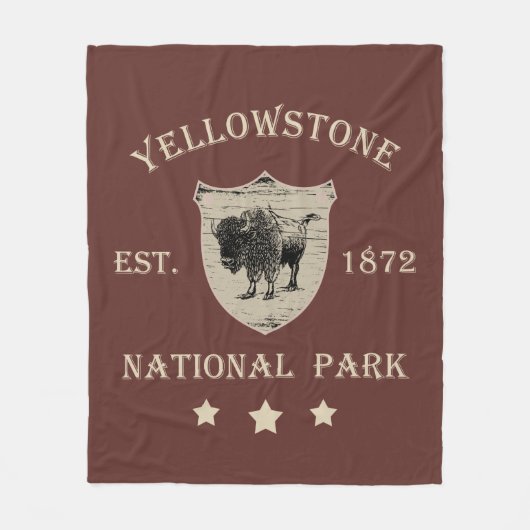 Vintage Yellowstone National Park Fleece Deken (Voorkant)