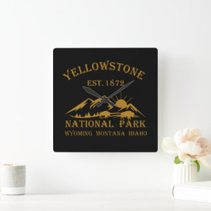Vintage Yellowstone National Park Vierkante Klok