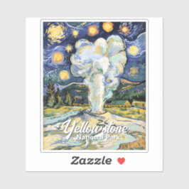 Vintage Yellowstone Old Faithful Van Gogh Style Sticker