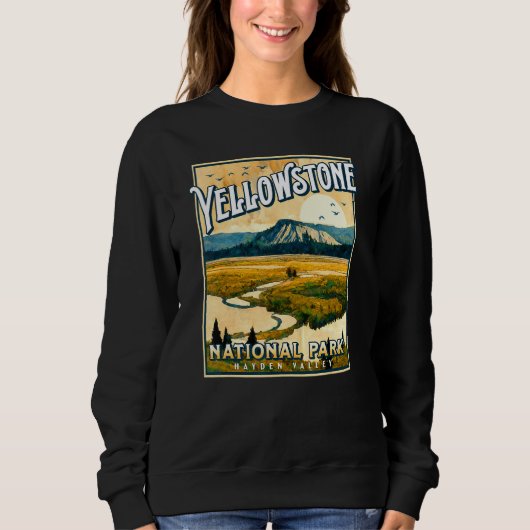 Vintage Yellowstone Park Poster Hayden Valley Pain Trui (Voorkant)