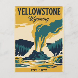 Vintage Yellowstone Wyoming Old Faithful Briefkaart