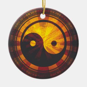 Vintage Yin Yang Keramisch Ornament