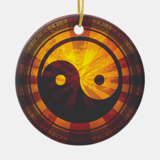 Vintage Yin Yang Keramisch Ornament (Voorkant)